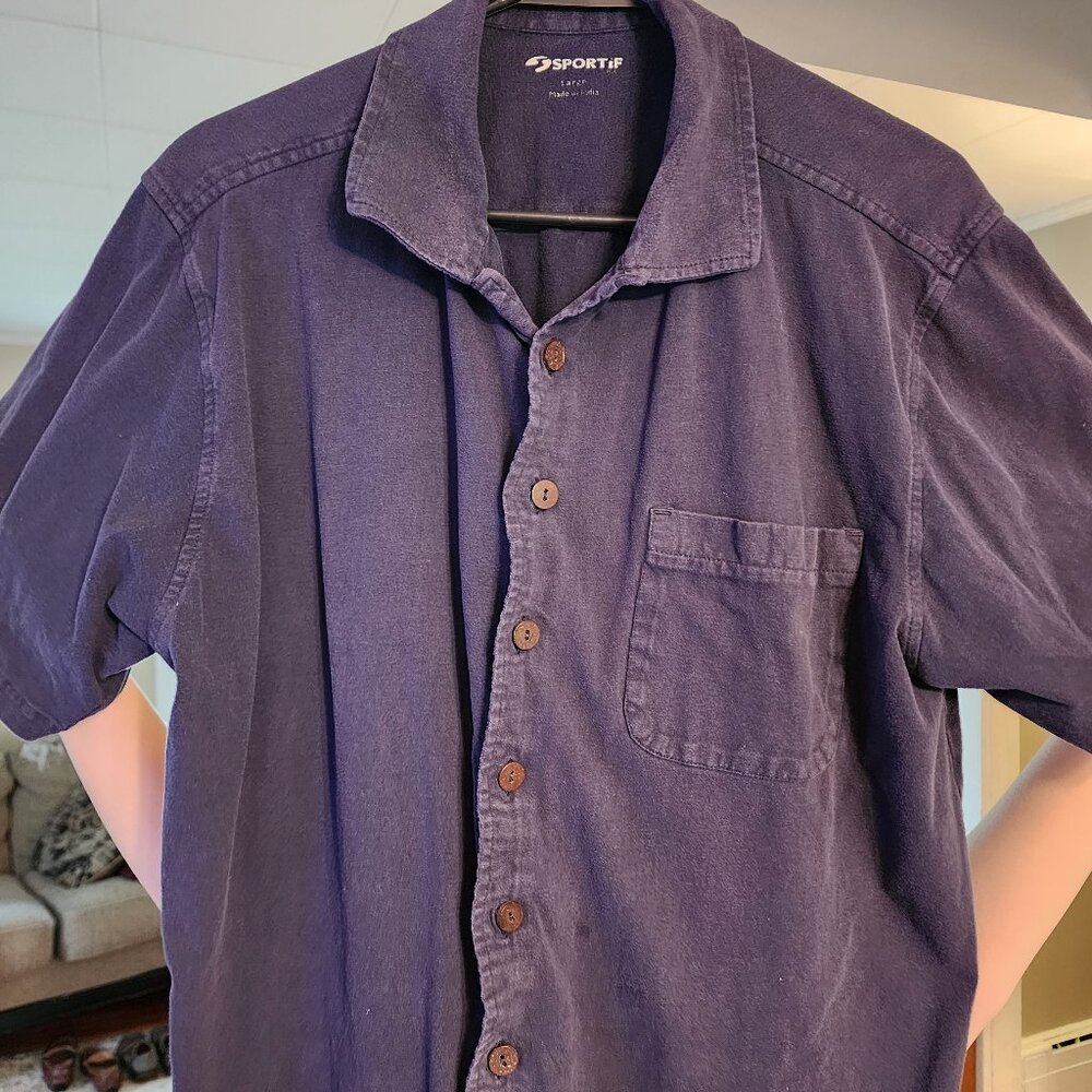 Men's Short Sleeve Cotton Shirt. Large